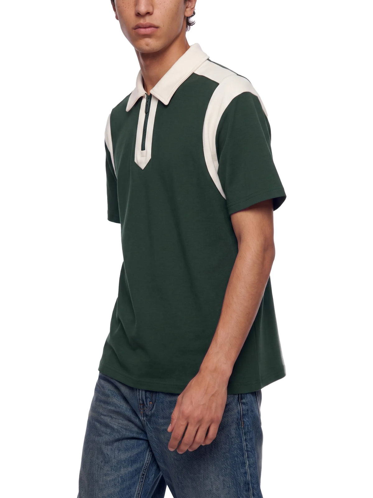 Color Block Quarter Zip Polo Shirt