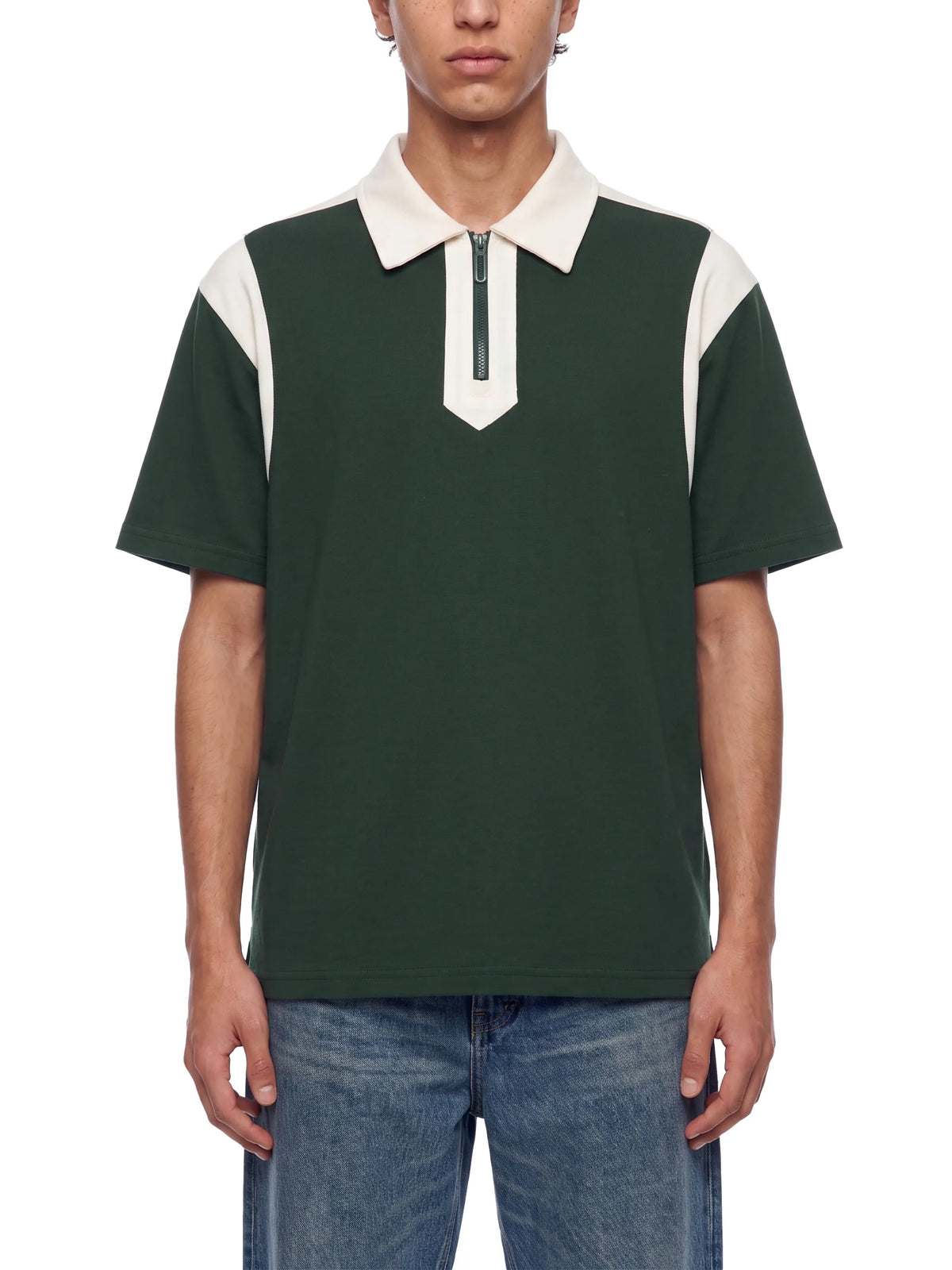 Color Block Quarter Zip Polo Shirt