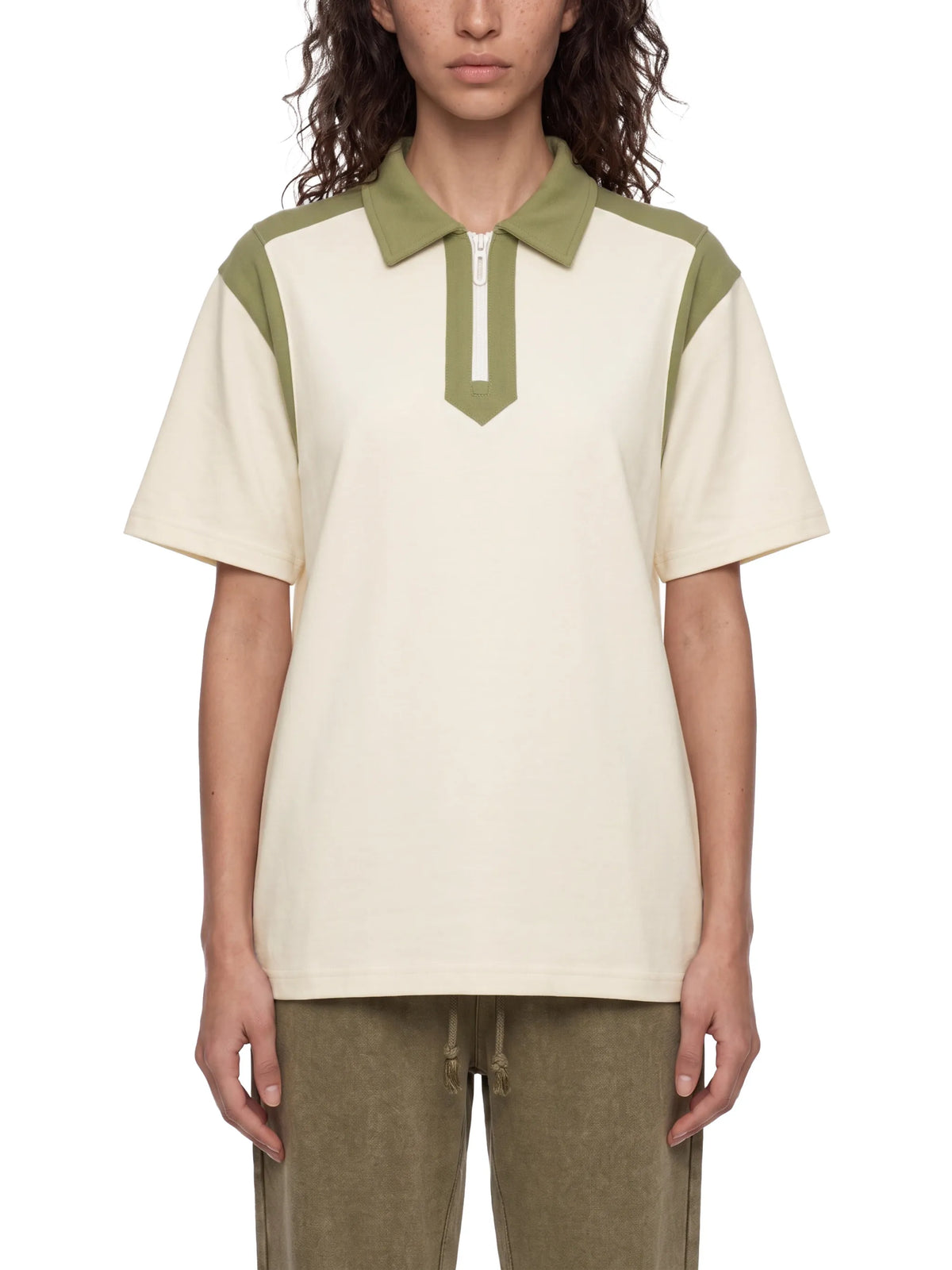Color Block Quarter Zip Polo Shirt