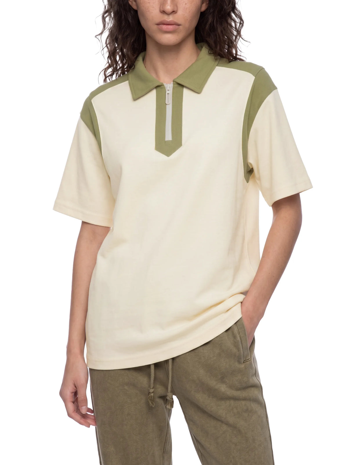 Color Block Quarter Zip Polo Shirt