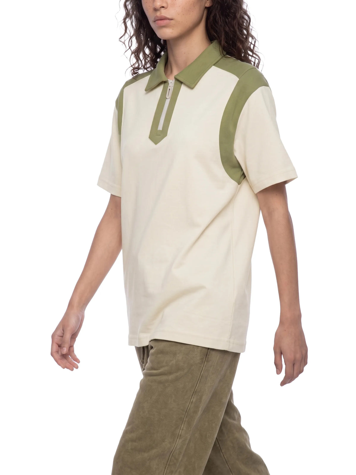 Color Block Quarter Zip Polo Shirt