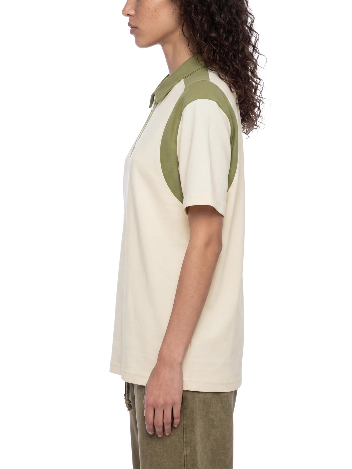 Color Block Quarter Zip Polo Shirt