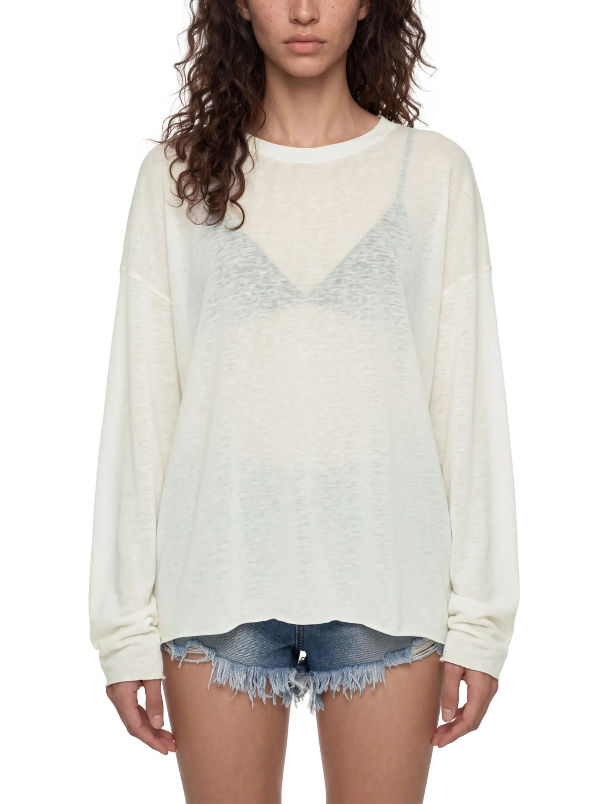 Raw Edge Long Sleeve T-Shirt