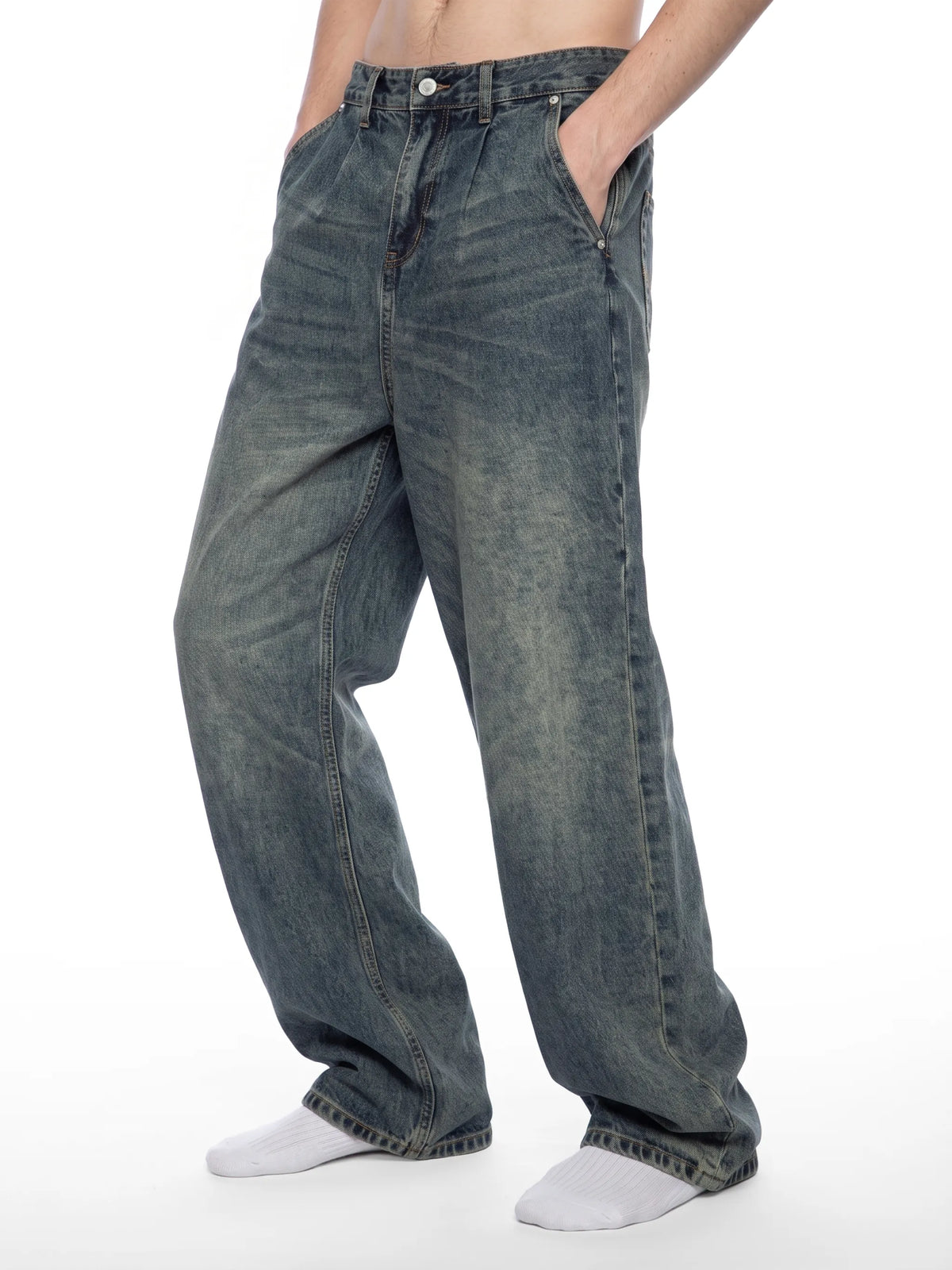 Vintage Wash Denim Jeans