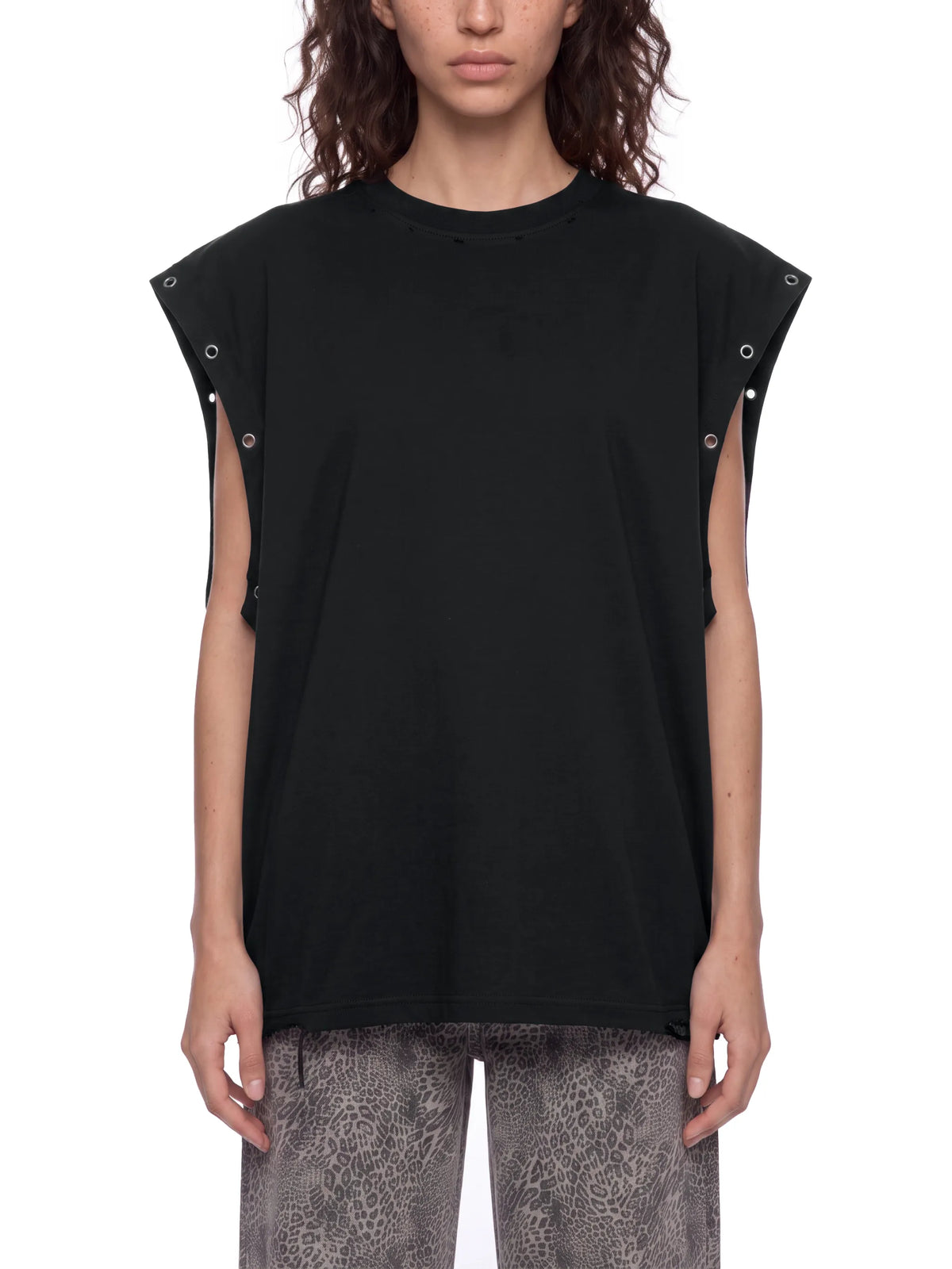 Distressed Grommet Eyelet Tank Top
