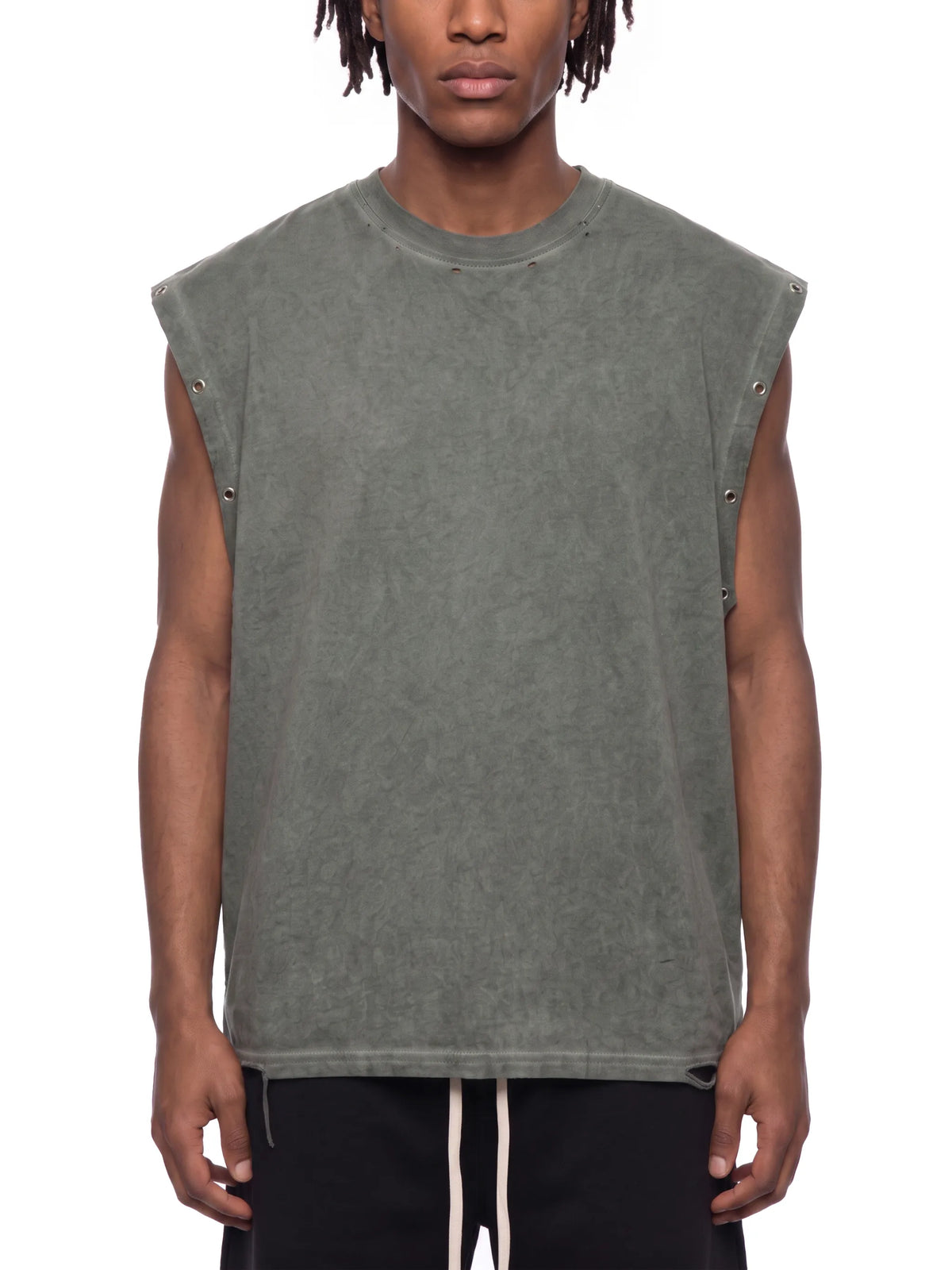 Distressed Grommet Eyelet Tank Top