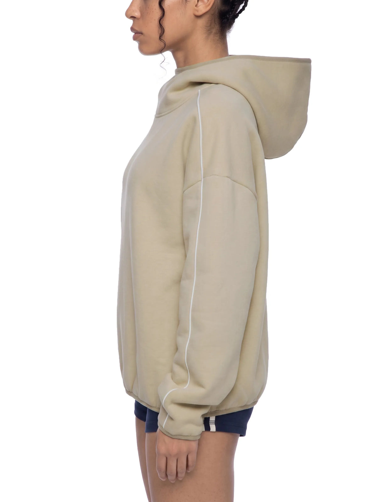 Boxy Piping Fleece Hoodie