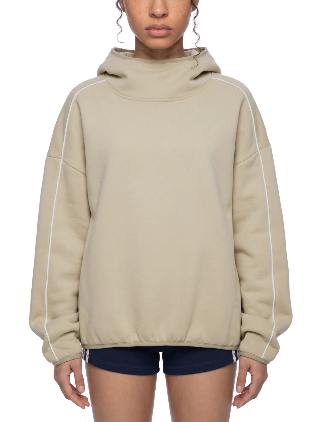 Boxy Piping Fleece Hoodie