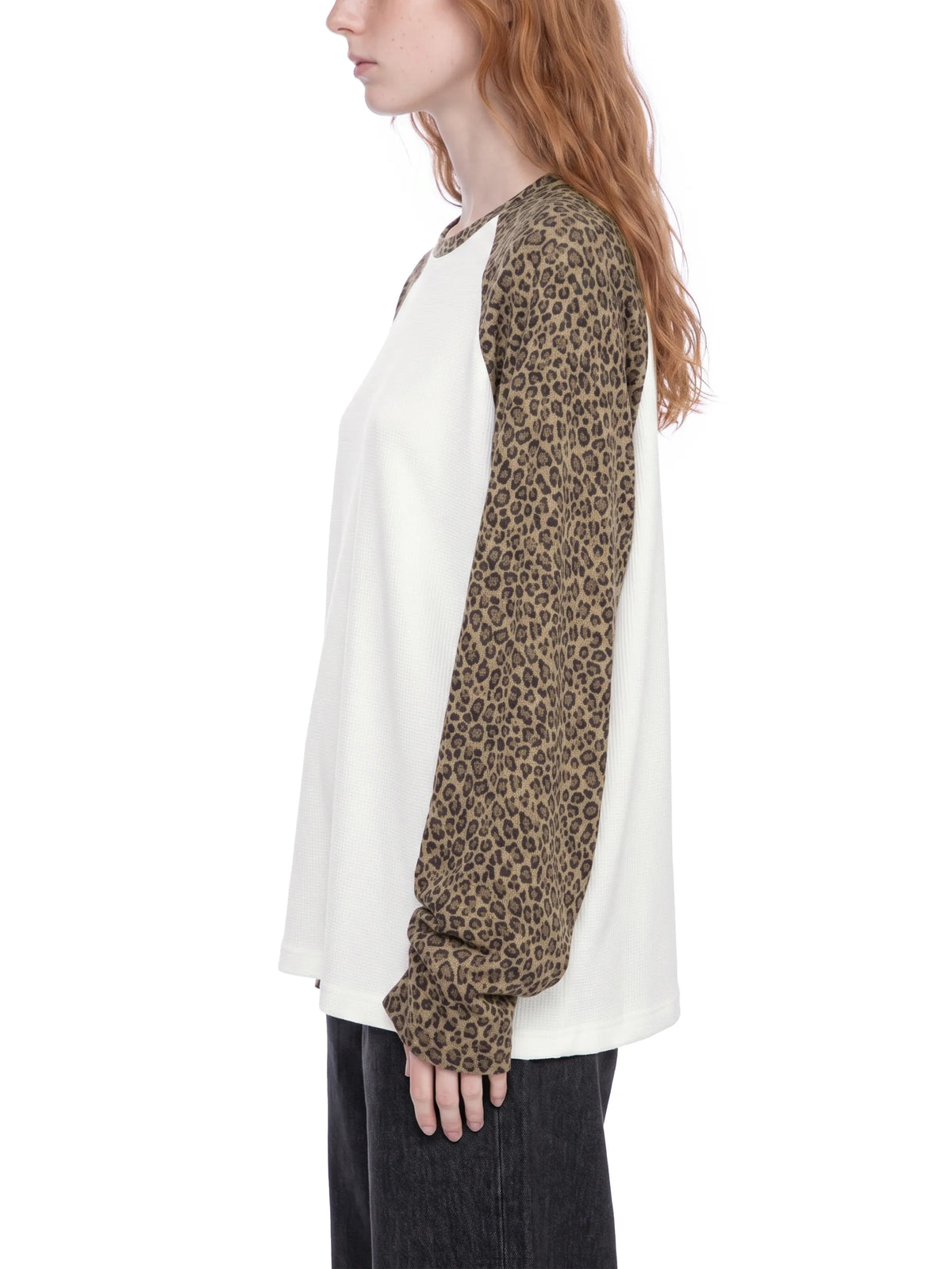 Leopard Panel Raglan Sleeve T-Shirt
