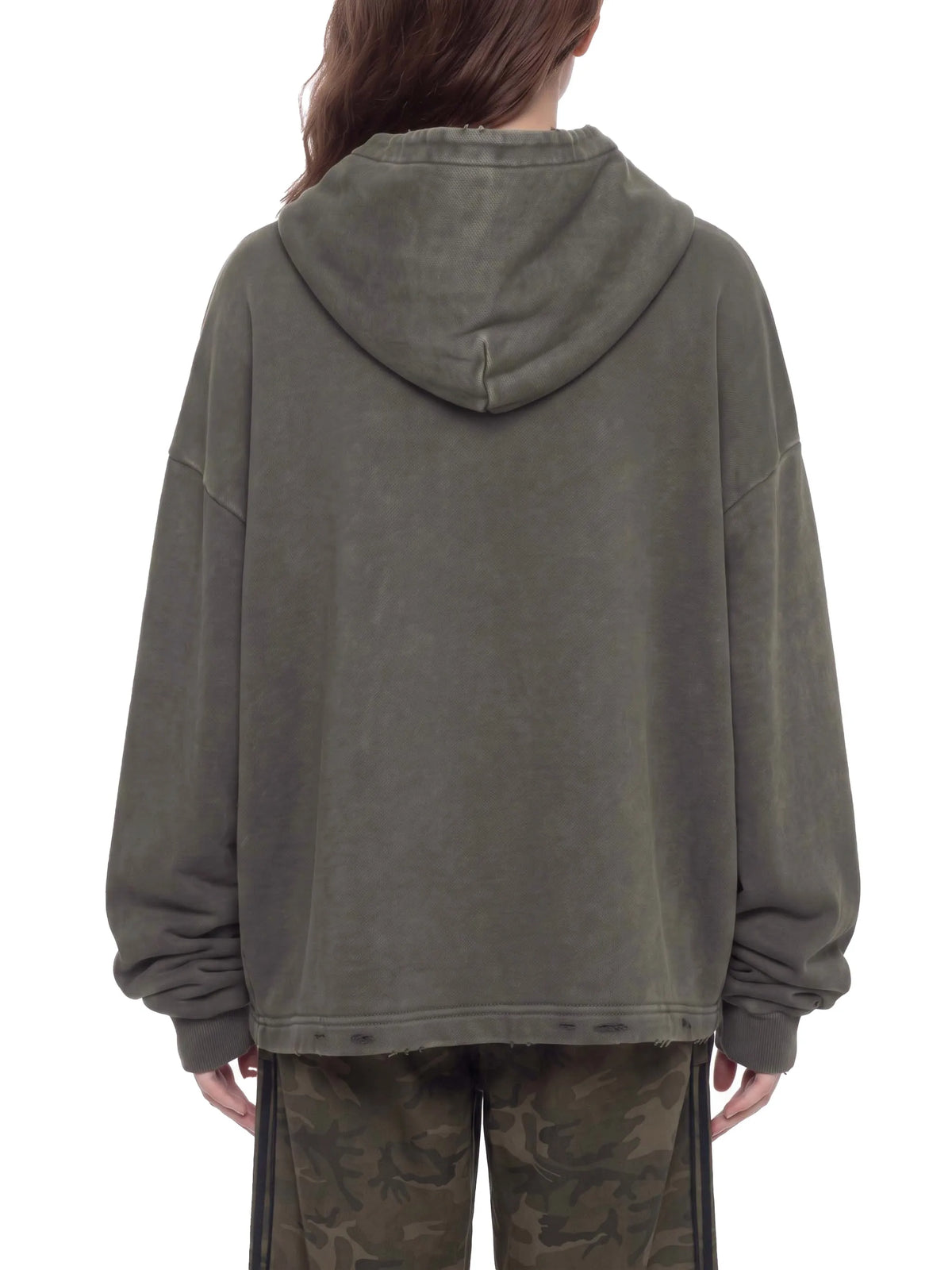 Vintage Washed Frayed-Hem Hoodie