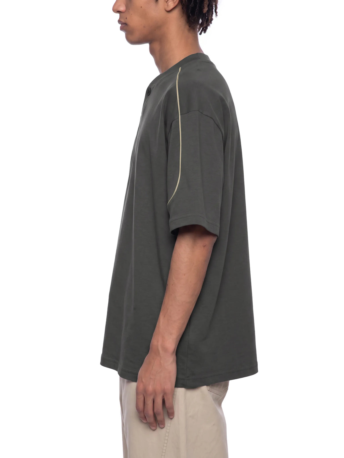 Oversized Piping Henley T-Shirt