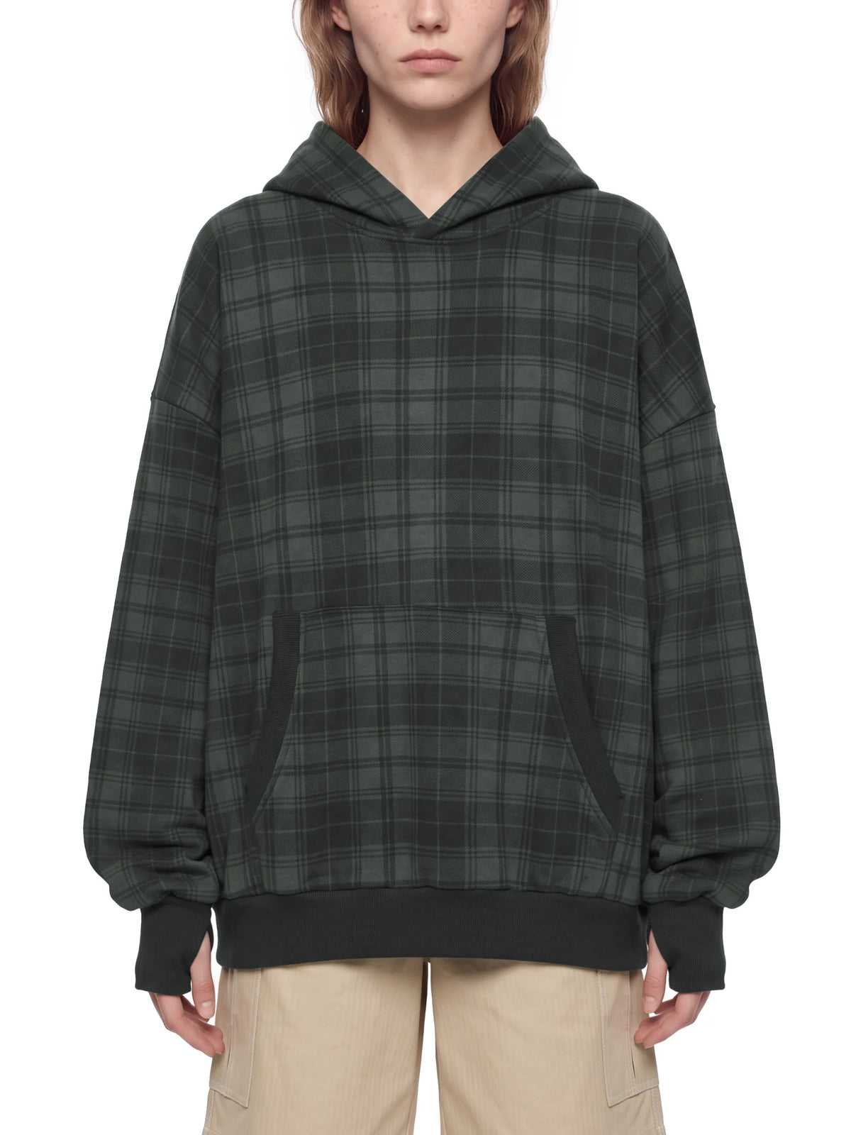 Plaid Color Block Hoodie