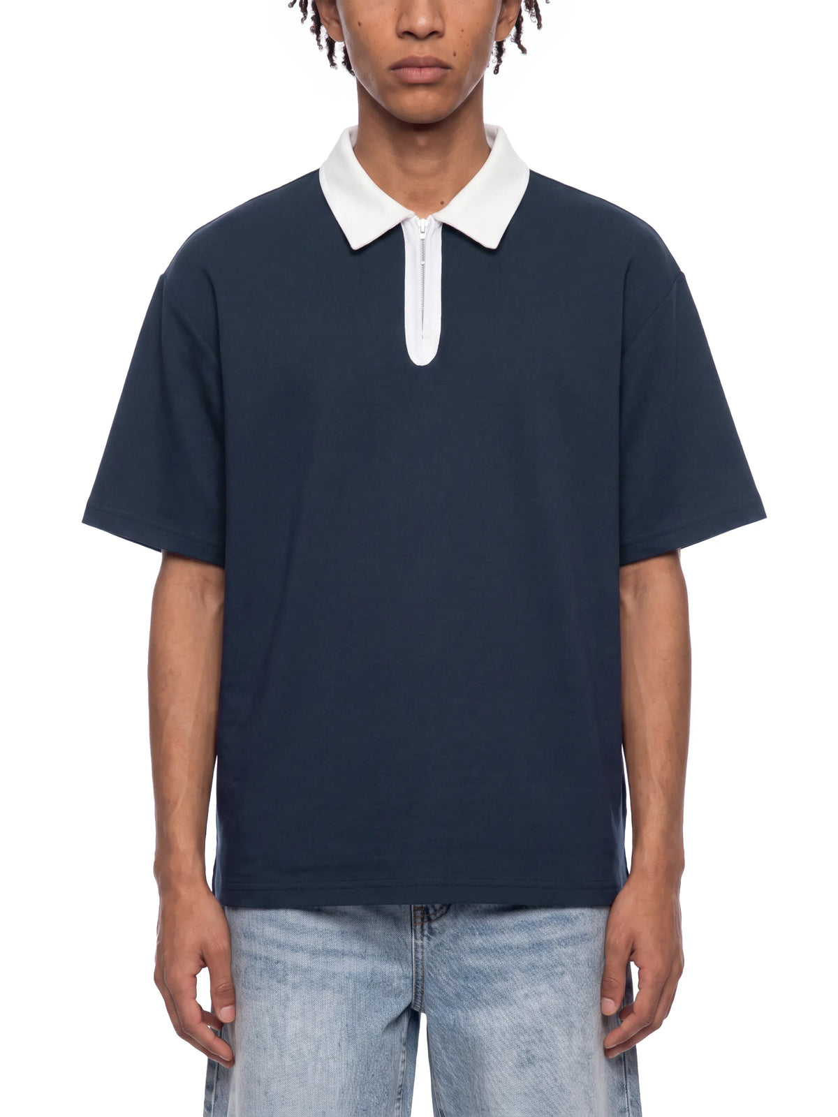 Color Block Quarter-Zip Polo Shirt