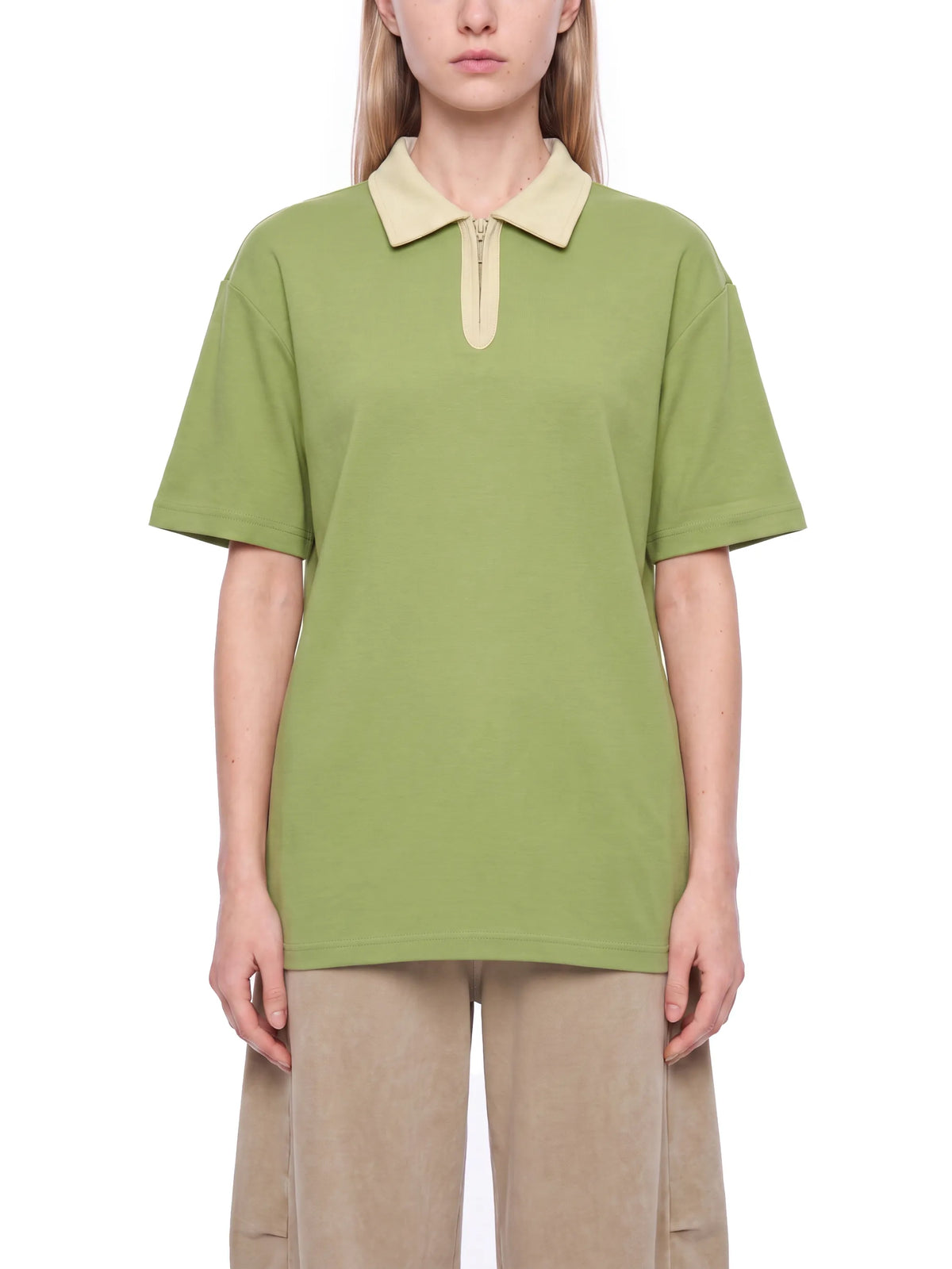 Color Block Quarter-Zip Polo Shirt