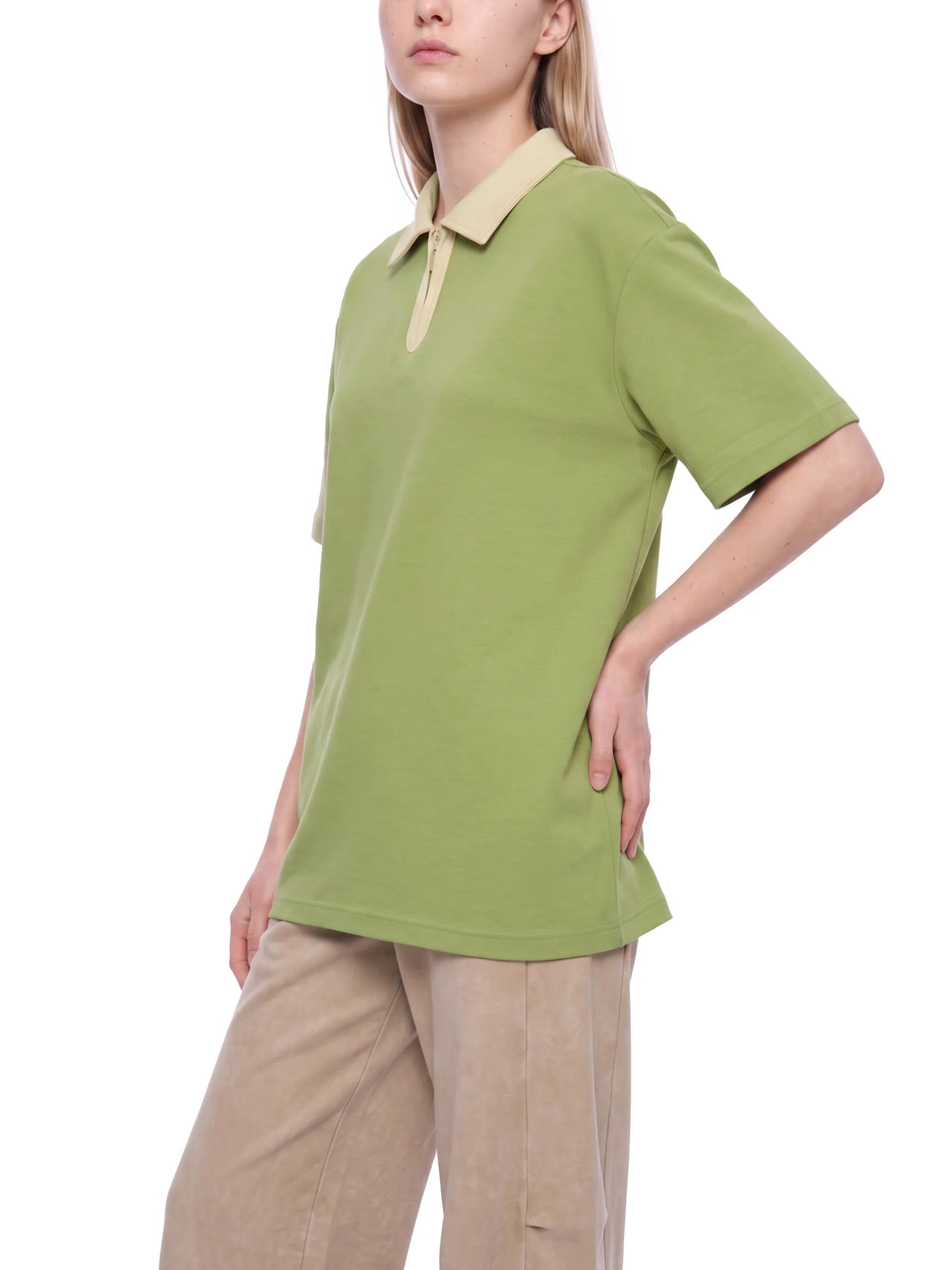 Color Block Quarter-Zip Polo Shirt