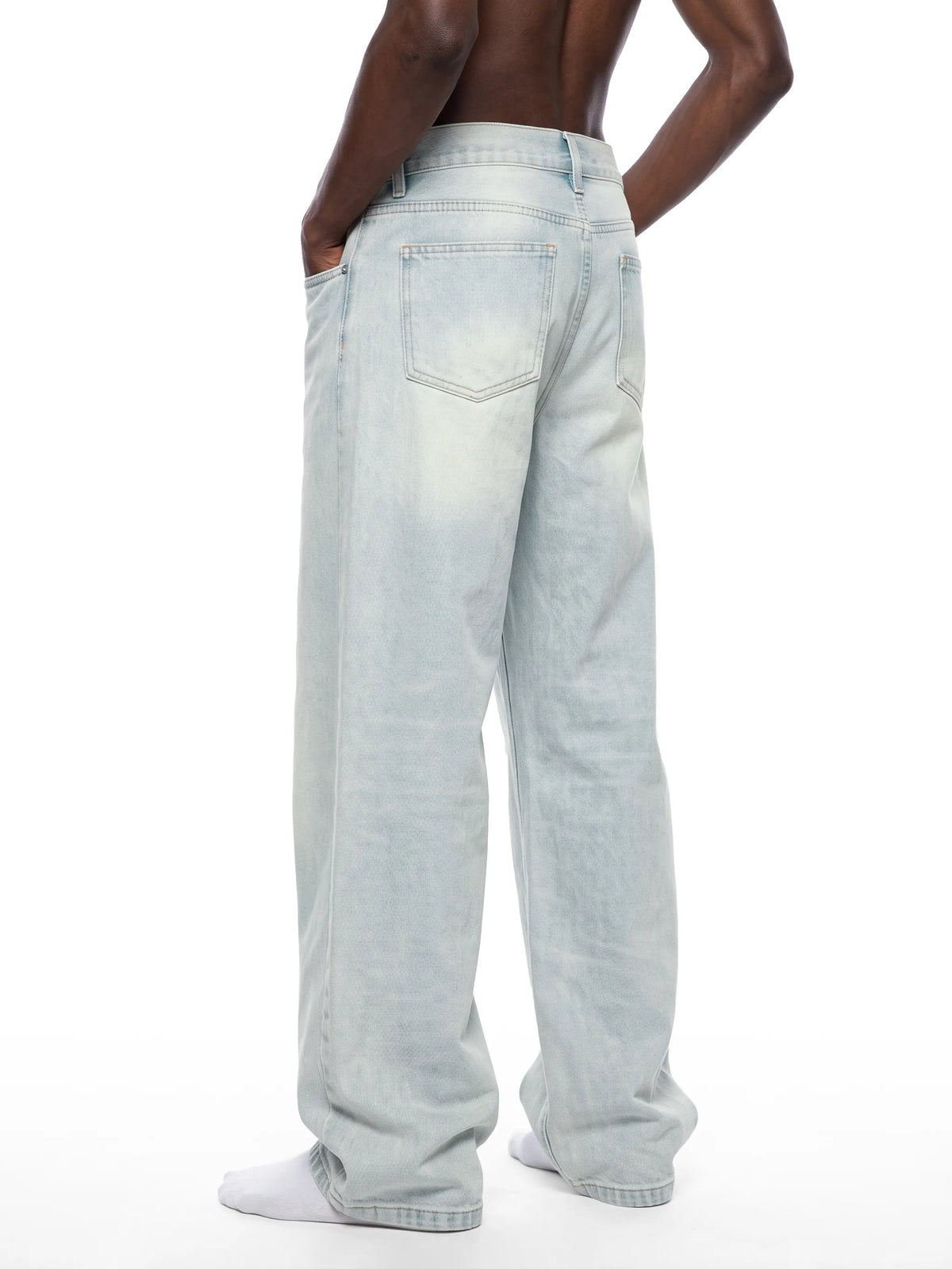 Vintage Wash Wide Leg Denim Jeans