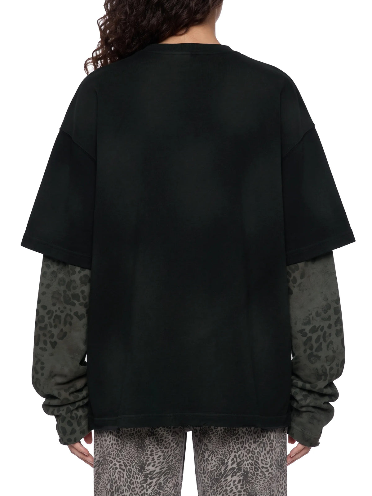 Vintage Wash Leopard Paneled Layer T-Shirt