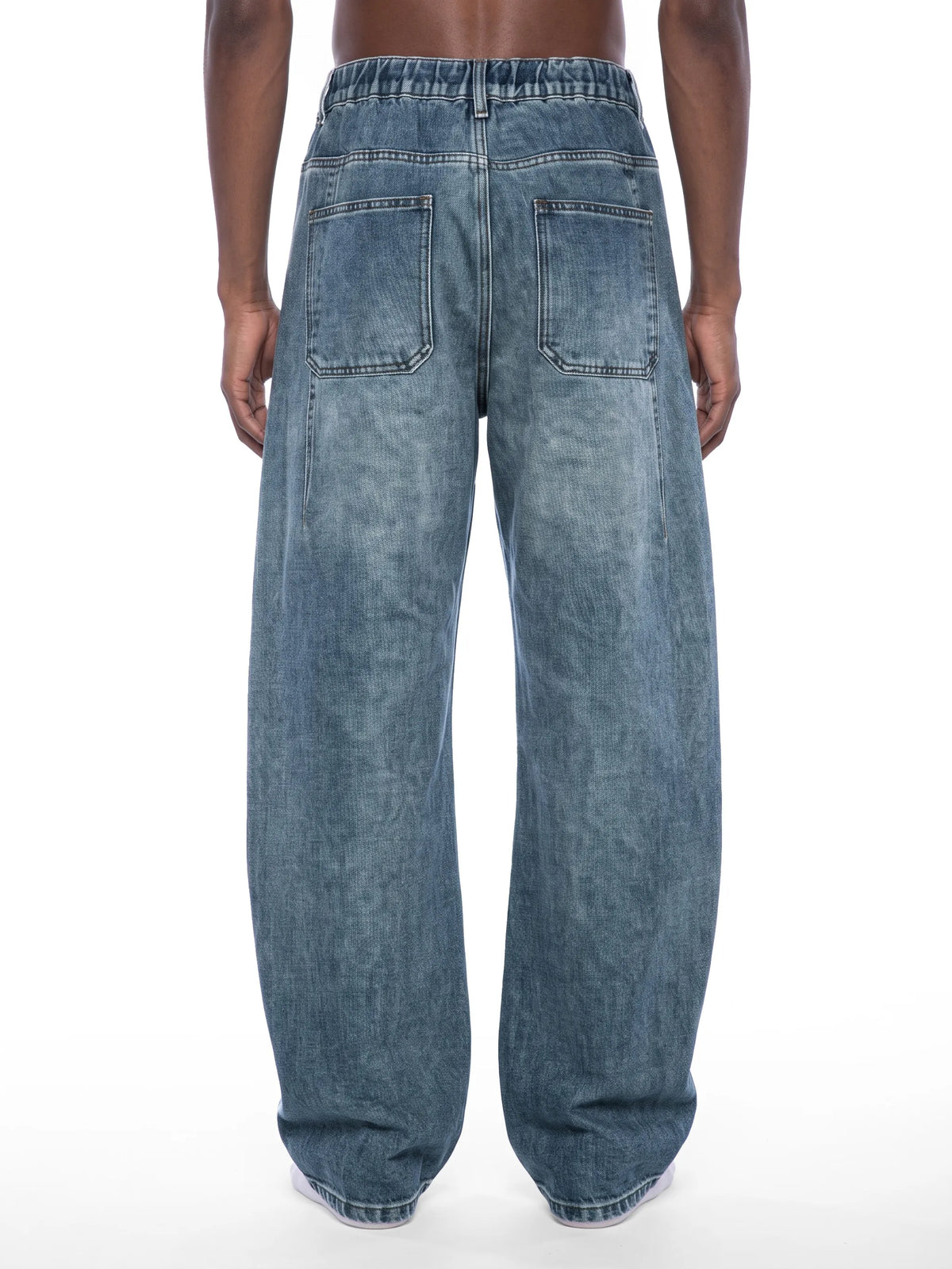 Vintage Wash Barrel Leg Denim Jeans