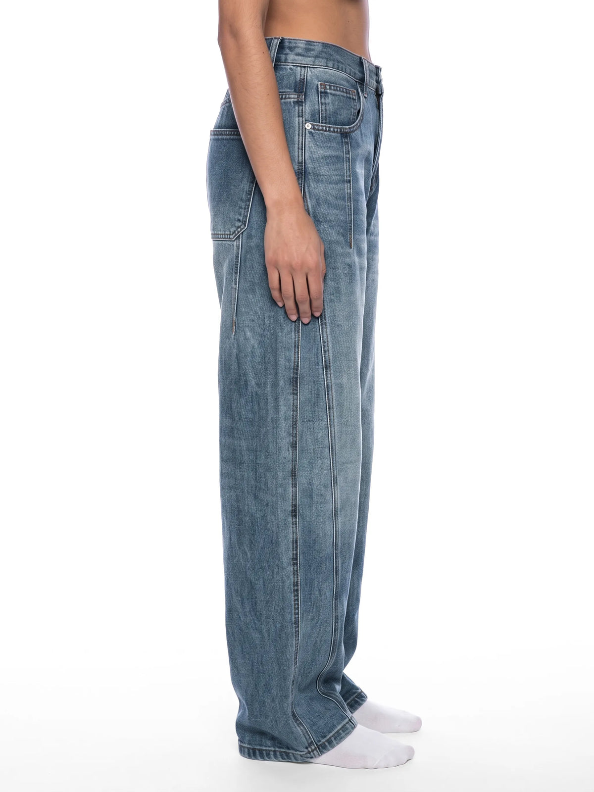 Vintage Wash Barrel Leg Denim Jeans