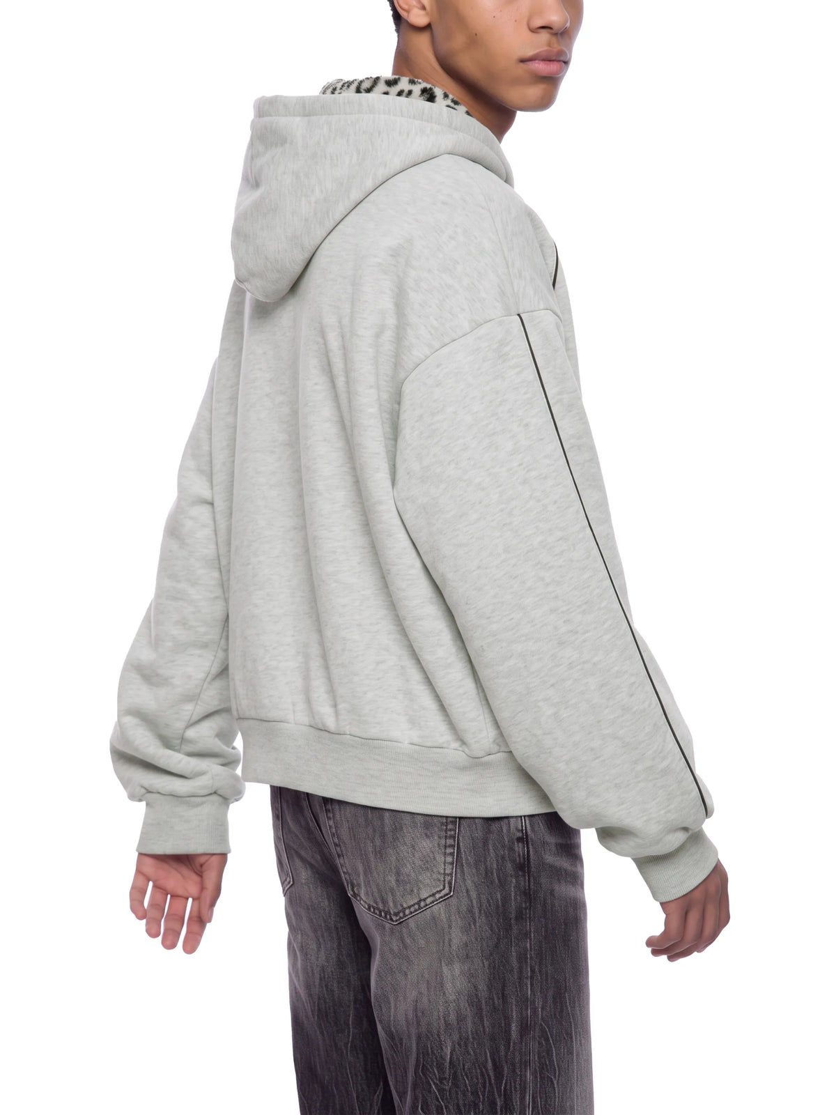 Boxy Fleece Piping Full Zip Hoodie