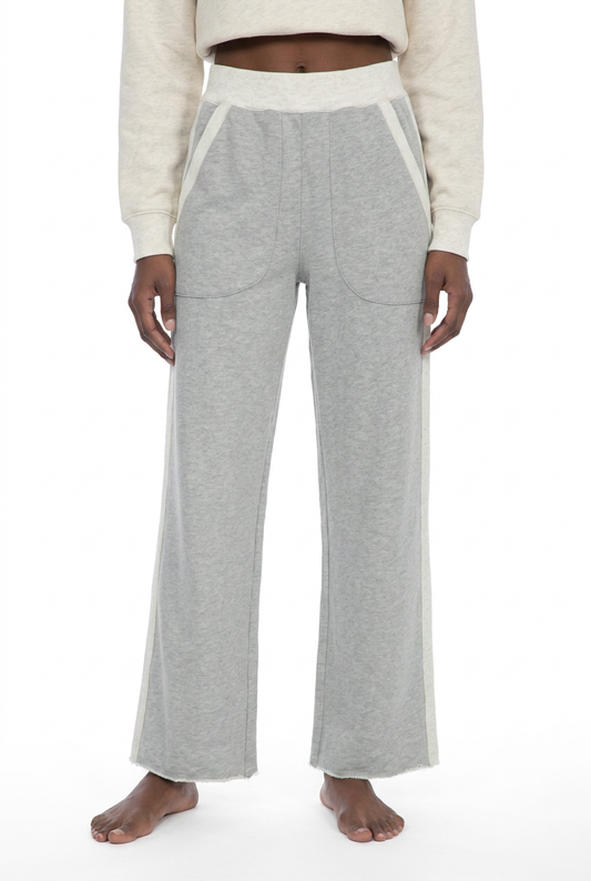 Color Block Raw Hem Sweatpants