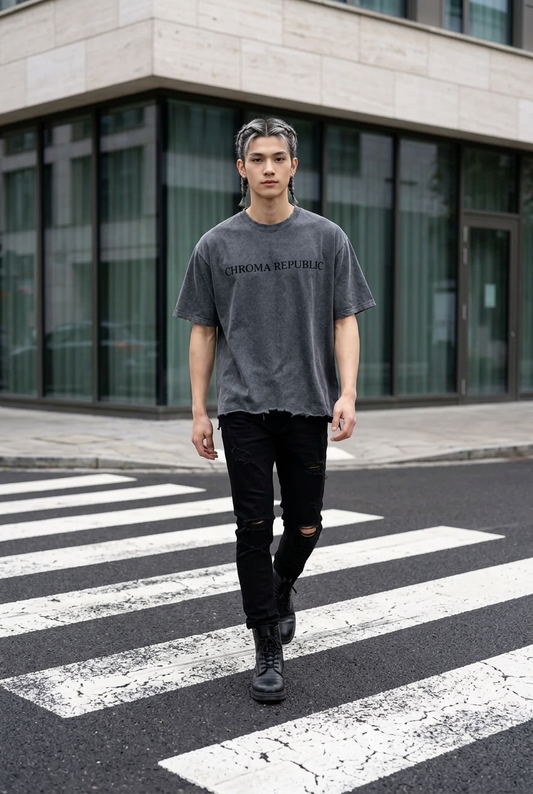 Snow Wash Raw-Hem Boxy T-shirt