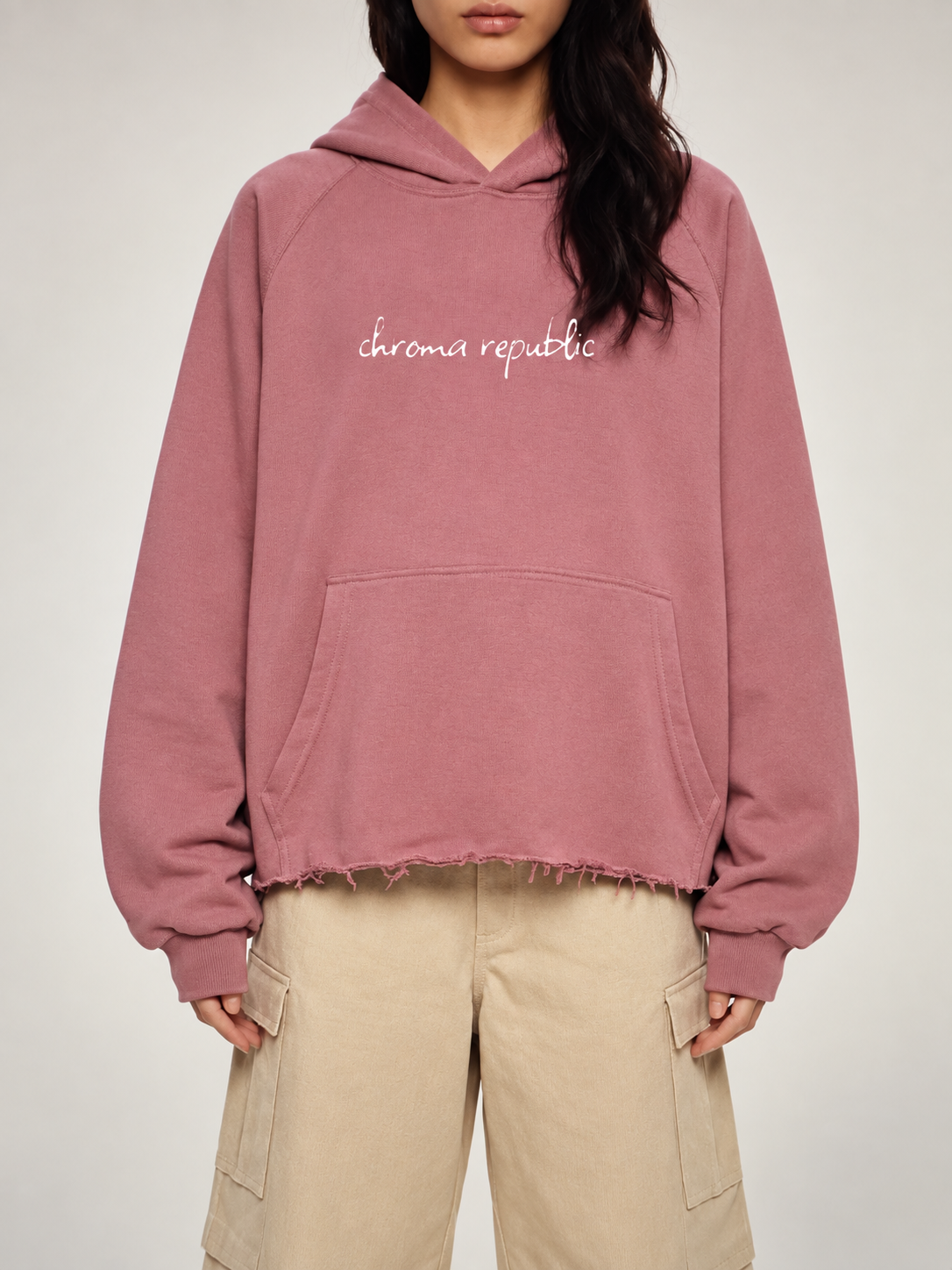 Vintage Wash Raw Edge Boxy Hoodie