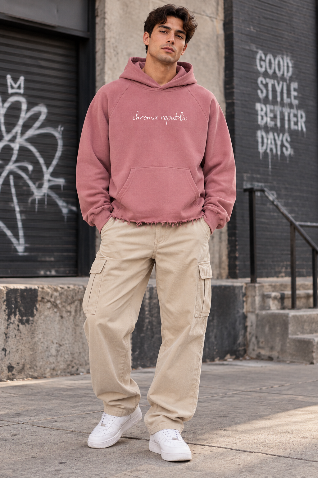 Vintage Wash Raw Edge Boxy Hoodie
