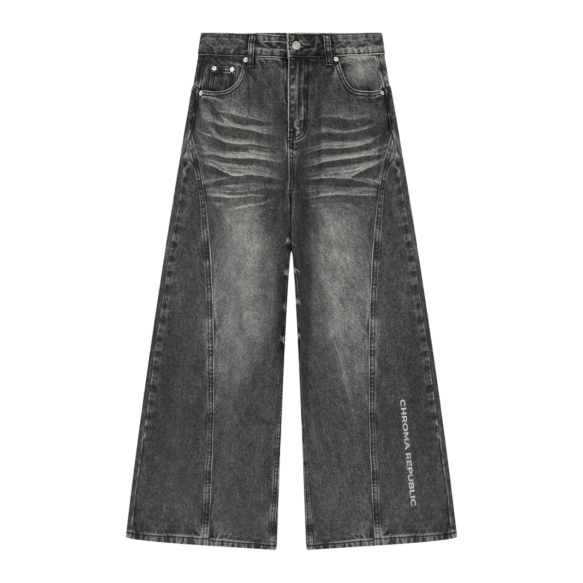 Signature Vintage Wash Wide Leg Denim Jeans