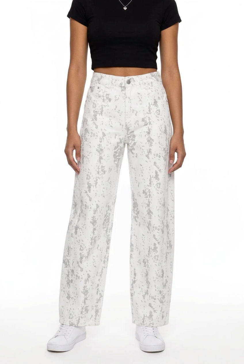Splatter Barrel Leg Jeans