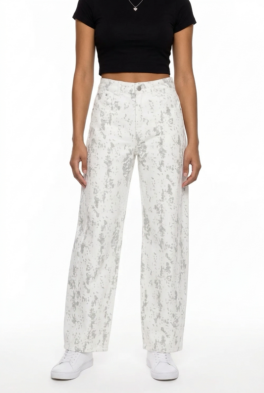 Splatter Barrel Leg Jeans