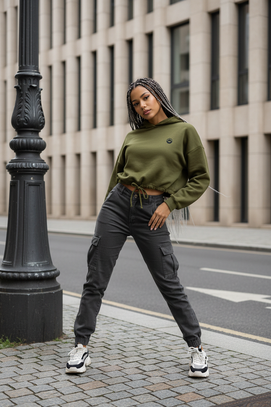 Cropped Oversize Hooded Sweatshirt