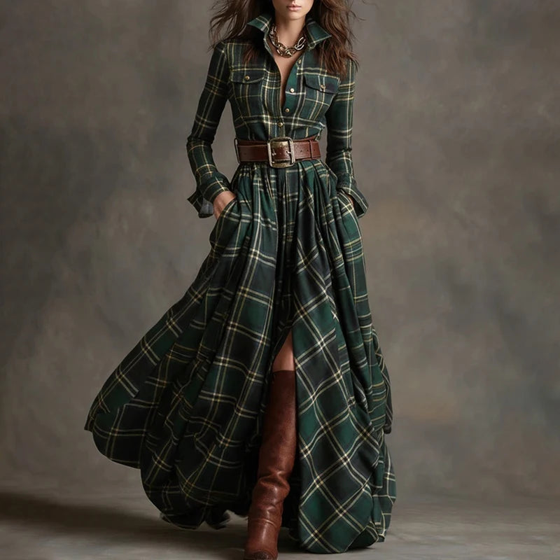 Plaid Print Maxi Dress