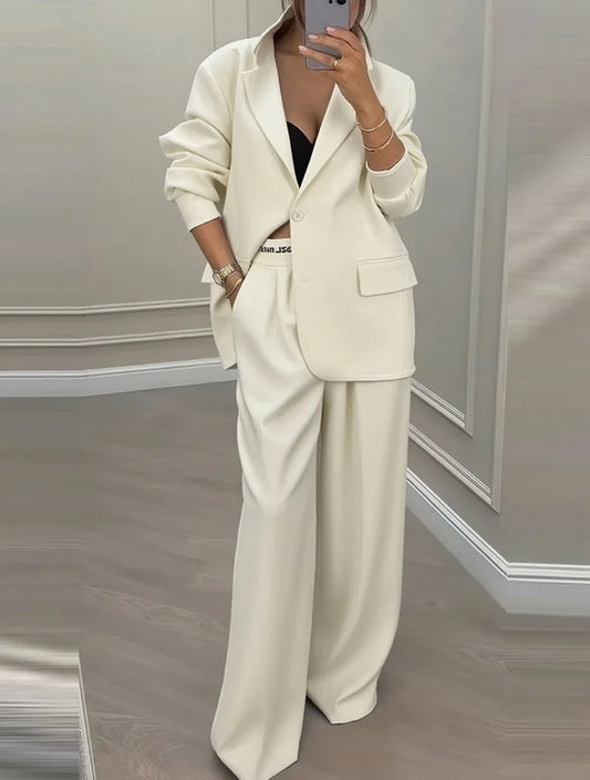 Temperament Women's Pants Suit Loose Solid Color