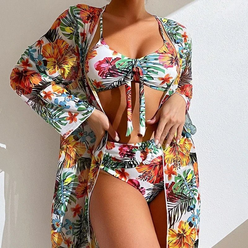 Tropical Bloom 3-Piece Bikini Set