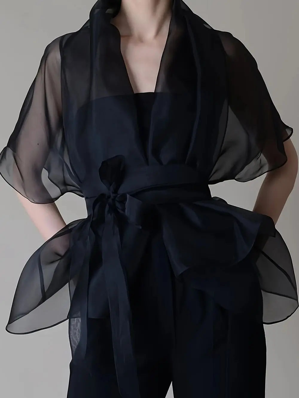 Women's Organza Blouse Lace Up