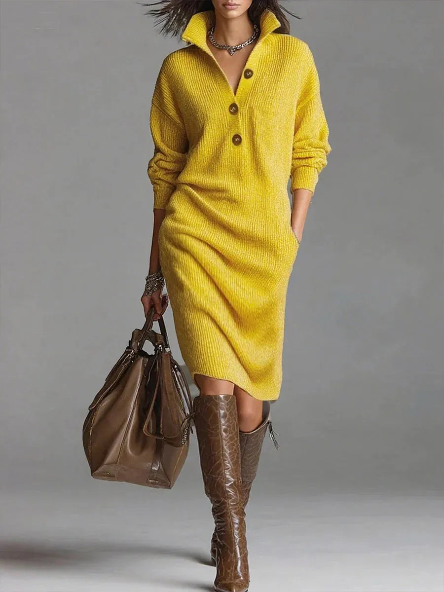 Solid Color Slim Long Sleeve Dress