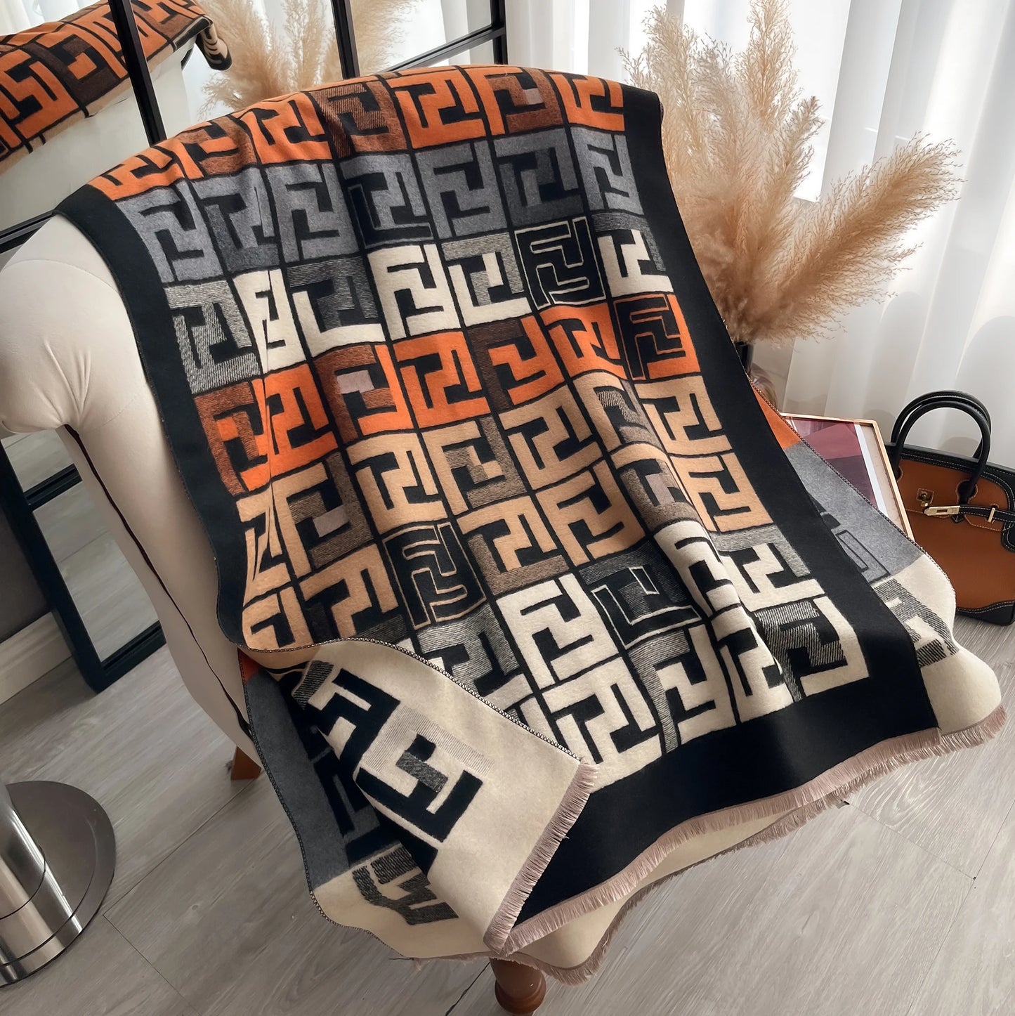 Two-Sided Print Scarf Soft Warm Pashmina Fashion Shawl