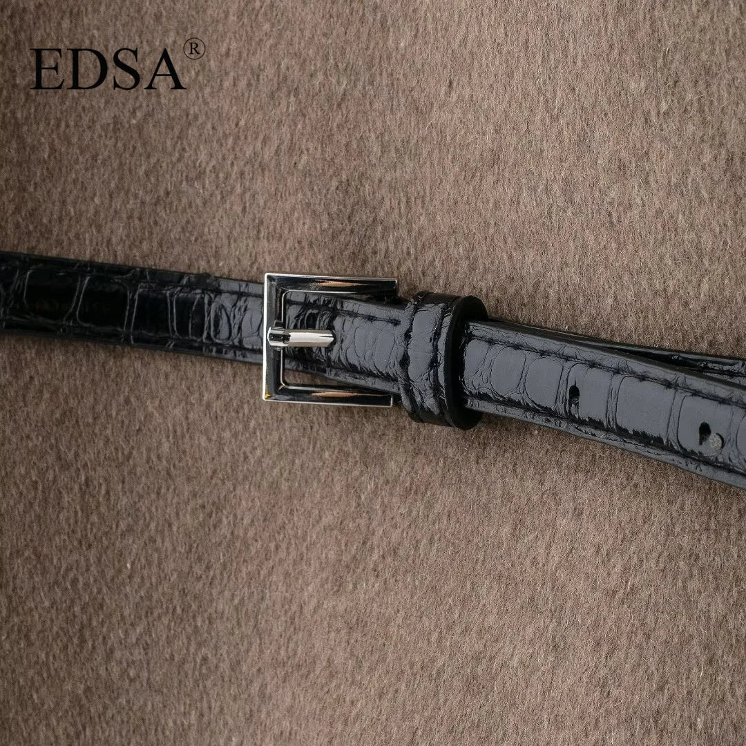 EDSA Women Soft Belted Jacket Wrap V-neck