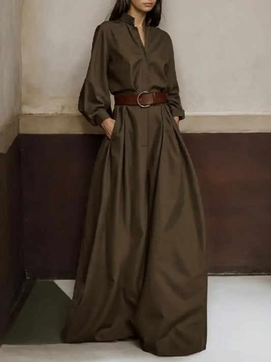 Solid Color High Waist Loose Fit Jumpsuit