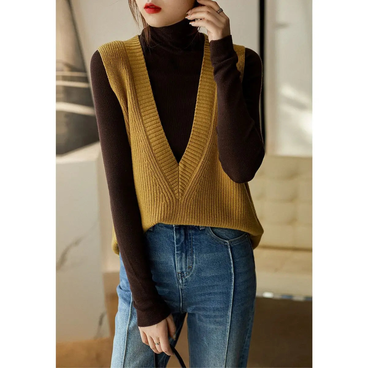 Versatile Vest V-neck Knitted