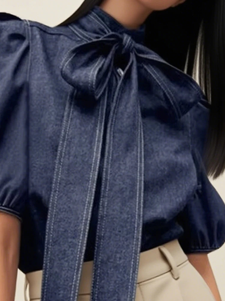 Denim Puff Sleeve Top