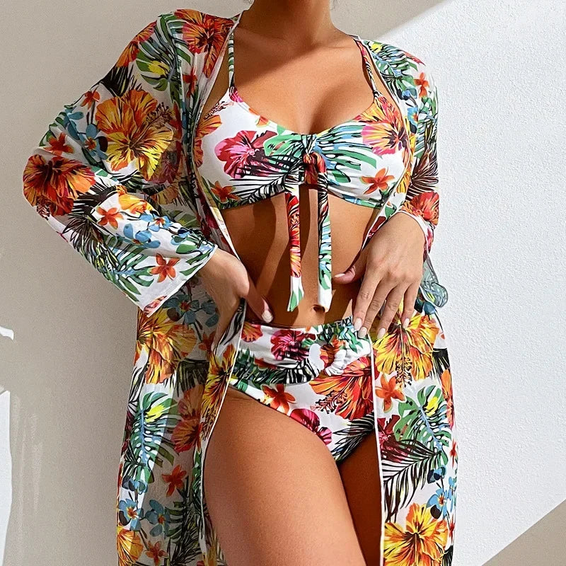 Tropical Bloom 3-Piece Bikini Set