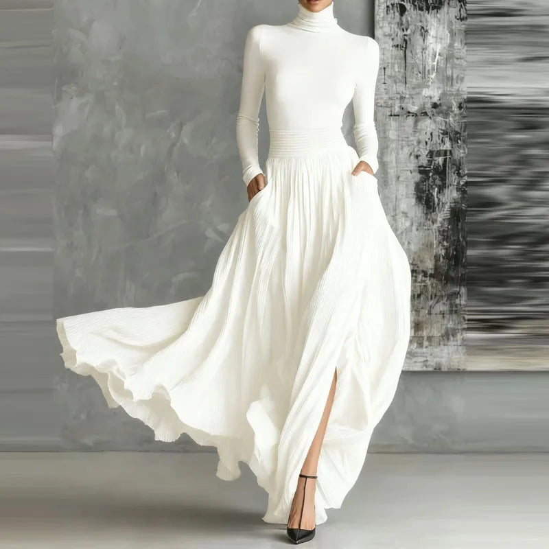 Elegant Turtleneck Pullover & Long Skirt Set