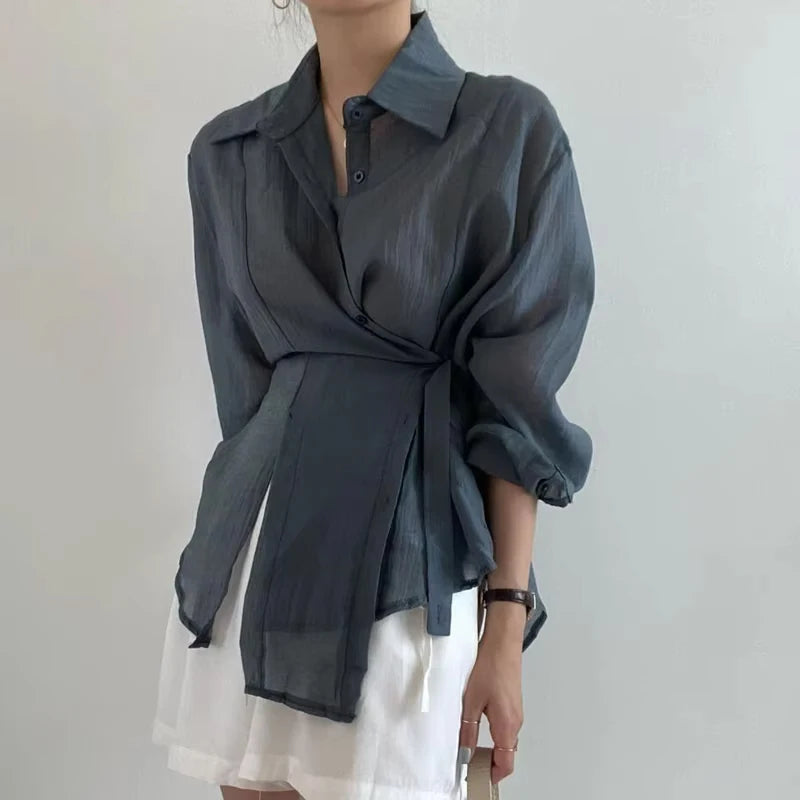 Fashion Long Sleeve Irregular Shirt