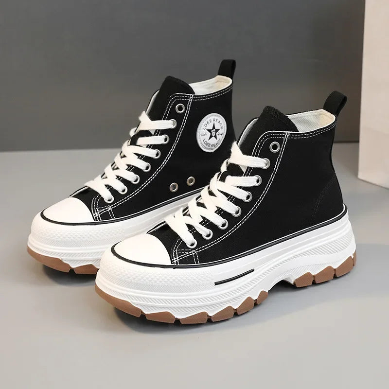 Women High Top Sneakers Lace-Up Casual Platform