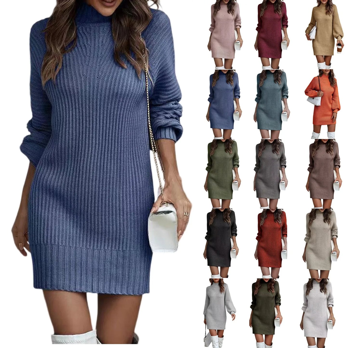 Women's Knitted Turtleneck Dress