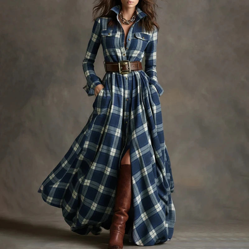 Plaid Print Maxi Dress