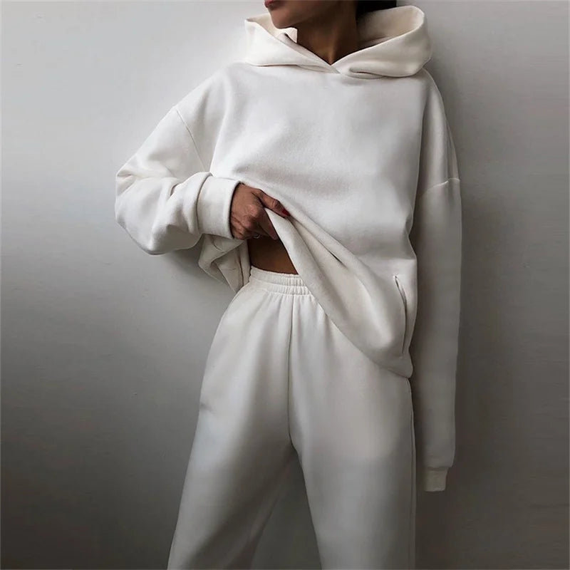 Warm Hoodie Sweatshirt Two Pieces Oversized
