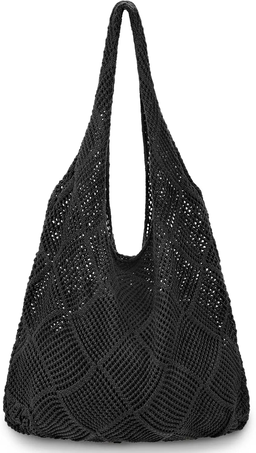 Women's Crochet Foldable Woven Bag